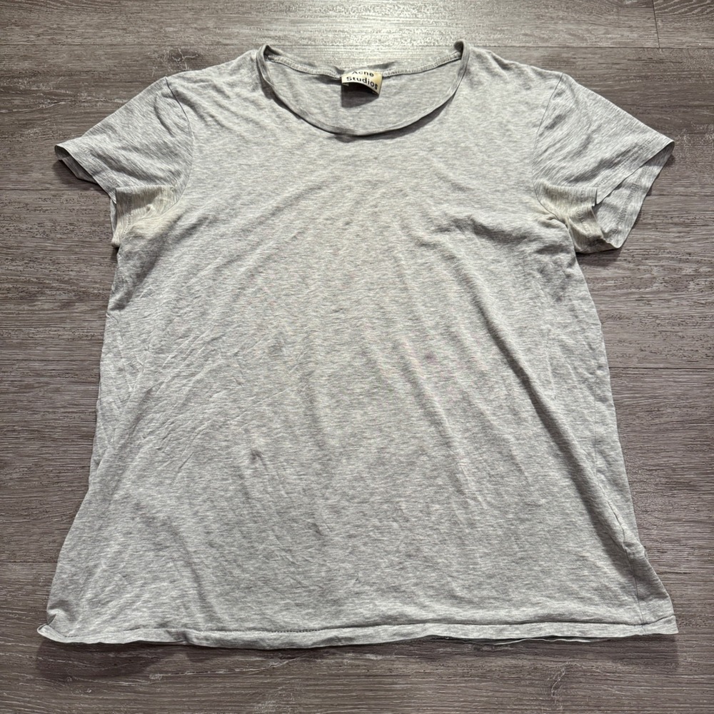 Acne Studios Shirt Womens XS Gray Cotton Short Sleeve Crewneck Tee Standard